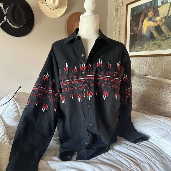 Vintage Brooks & Dunn Fire Button Down - Picture 2 of 6